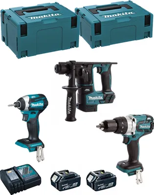 Zdjęcie produktu dla Zestaw MAKITA MK306RTJ (DHR171 + DHP481 + DTD154 + 2 x 5,0 Ah + DC18RC + MAKPAC 2 + MAKPAC 3)