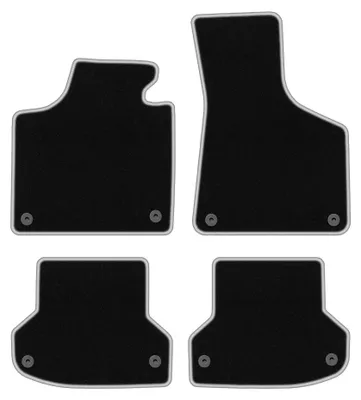 Obrázok produktu pre Velúrové autokoberce pre: Audi A3 8P 2003-2011 (hatchback/Sportback/kabriolet) – sada 4 ks, čierno-strieborné, na mieru – Wielganizator CARLUX