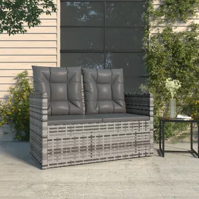 Produktbild von vidaXL Gartenbank mit Kissen Grau 105 cm Poly Rattan