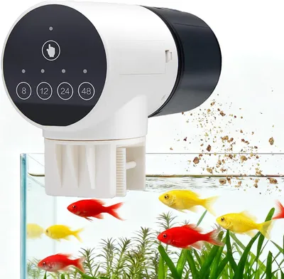 Imagen del producto de Dispensador automático de alimento para acuarios, con capacidad de 200 ml y temporizador, ideal para acuarios