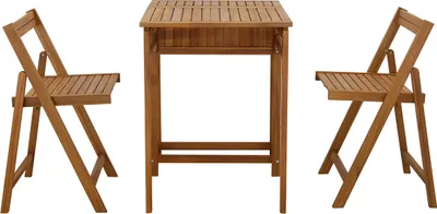 Produktbild von Miliboo - Set aus 2 Klappstühlen und 1 klappbaren Balkontisch mit Stauraum aus Massivholz PRADO