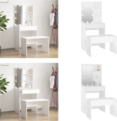 Obrázek produktu pro vidaXL Toaletní stolek s LED bílé dřevo - toaletní stolek s LED diodami - toaletní stolky s LED diodami - toaletní stolek - toaletní stolek se zrcadlem
