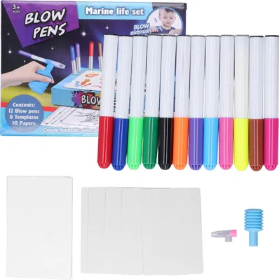 Produktbild von Kinder blasen Stifte fluoreszierende Zeichnung Färbung 8 Vorlagen Bildungsluftbrush Marker Ozeantyp
