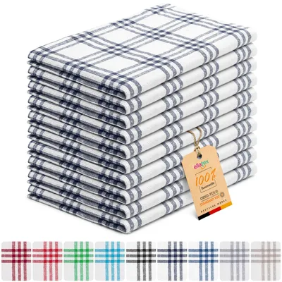 Produktbild von EllaTex 10er Pack Geschirrtücher Geschirrhandtücher 50x70 cm 100% Baumwolle Küchentücher Set saugstark Farbe: Dunkelblau