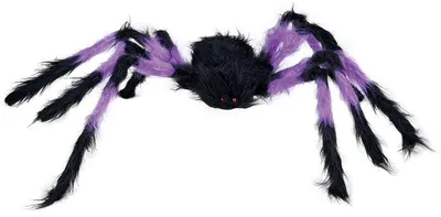 Imagen del producto de Decoración de Halloween con temática de terror: arañas moradas y negras. Ideal para fiestas de Halloween, decoración de telarañas, figuras que crean una atmósfera aterradora y sombría, perfecta para fiestas, escenarios de terror y detalles festivos. Diseño creativo, color: