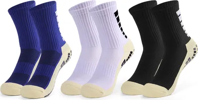Zdjęcie produktu dla Skarpety piłkarskie Lixada, skarpety sportowe Unisex na zewnątrz Skarpety kompresyjne Sportowe skarpety piłkarskie Skarpety antypoślizgowe z uchwytami, 3 pary （39-45） (czarno-biało-niebieskie)