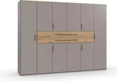 Produktbild von Drehtürenschrank >DIGIT< in SAHARAGRAU + EICHE Nachbildung - 270x208x58cm (BxHxT)