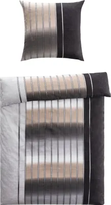 Produktbild von Satin-Bettwäsche - Beige - Braun - 135 x 200 cm - mit Reißverschluss