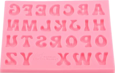 Produktbild von Silikonform, Alphabet 26 Buchstaben, Pink, handgefertigte DIY-Form, für Schokolade, Seife & Basteln