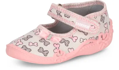 Produktbild von Ladeheid Mädchen Hausschuhe mit Klettverschluss und Einlegesohlen LAVI0001 (Grau Rosa, 18 EU)