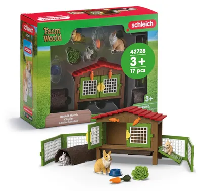 Produktbild von FARM WORLD Kaninchenstall 42728 ab 3 Jahre 17 Teile Spielset