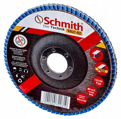 Immagine prodotto di Disco lamellare da 125/80 Schmith, disco abrasivo per smerigliatrice angolare, ideale per metallo e acciaio - qualità professionale