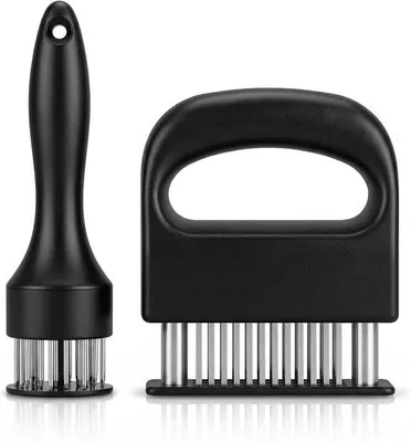Produktbild von Fleischklopfer, Fleischklopfer, Edelstahl, rutschfest, mit 48 Messern und 21 Messern für Steak, Hähnchen, Grill, 2 Stück