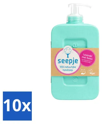 Imagen del producto de 10 unidades de jabón líquido para manos Seepje, aroma lavanda y tonka, 300 ml, pack económico