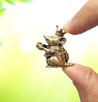 Miniatur-Messingfigur Mooshak Maus, 2,5 cm, goldfarben, 1 Stück