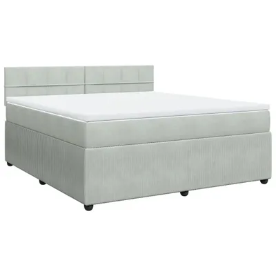 Produktbild von Boxspringbett mit Matratze Hellgrau 180x200 cm Samt
