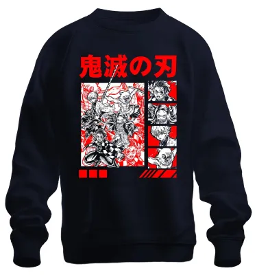 Produktbild von Kimetsu no Yaiba Demon Slayer Tanjiro Nezuko Inosuke Zenitsu Sweatshirt Pullover, Navy, S
