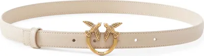 Produktbild von PINKO Leder Gürtel Love Berry H2 Belt W90 Beige - Smoke Grey - Antique Gold