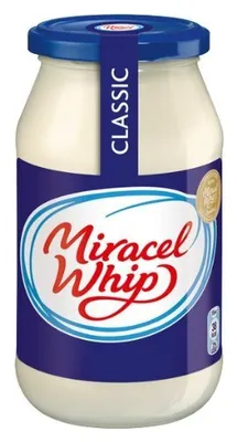 A jar of Miracel Whip mayonnaise.