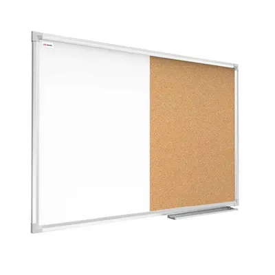 A whiteboard and corkboard combination.