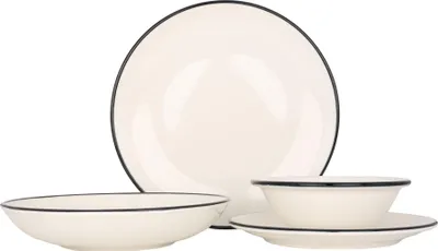 Immagine prodotto di Set di stoviglie Bonna (medio)  - Linea Black - 24 pezzi - 6 persone - Porcellana