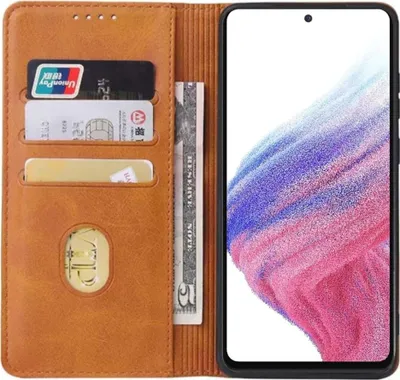 Produktbild von Smartphonica Samsung Galaxy A53 5G kunstleren hoesje met  magnetische sluiting en pashouders book case - Bruin