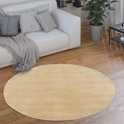 Produktbild von Teppich Rund Wohnzimmer Kurzflor Modern Flauschig Waschbar Einfarbig Rutschfest Grösse 120 cm Rund