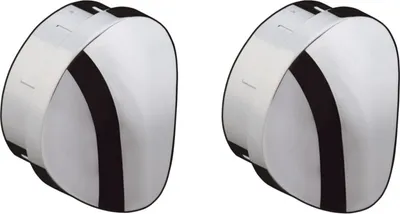 Two identical chrome and black shower hose holders are shown against a white background.