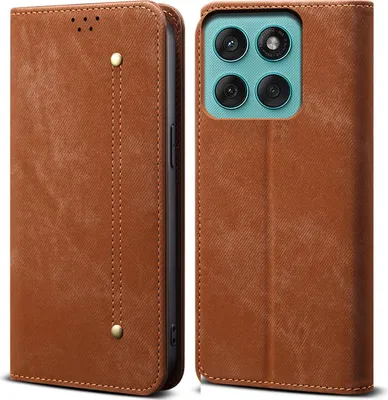 Immagine prodotto di Custodia per Motorola Edge 60, custodia a portafoglio in pelle con chiusura magnetica e supporto marrone