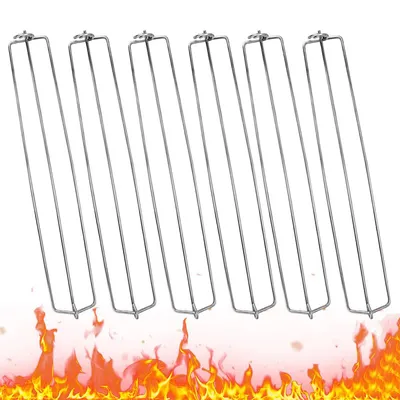 Produktbild von 6 Edelstahl-Grillroste für Fleisch & Hähnchenflügel, 29,5×4,5 cm, für Gas- und Holzkohlegrill, ofenfest & spülmaschinengeeignet, ideal für BBQ