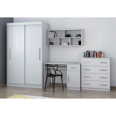 Obrázok produktu pre Kommode Schreibtisch Wandregal TOBBY BIS 04 Weiß/Weiß