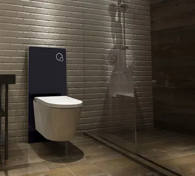 Produktbild von Sanitärmodul für Wand-WC (Schwarzglas)