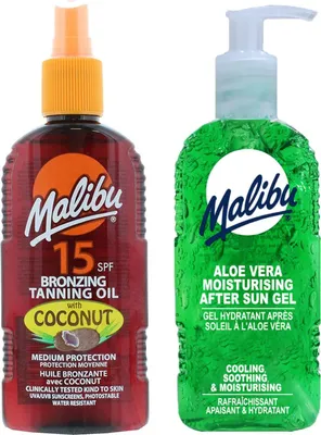 Productafbeelding van Malibu zonneolie met kokos SPF15 200 ml + Aloe aftersun gel 200 ml