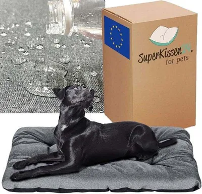 Productafbeelding van Hondenbed XL Waterdicht en Wasbaar - Hondenkussen en Hondenmatras voor Kleine, Middelgrote en Grote Honden - Zwart en Grijs, Vlas