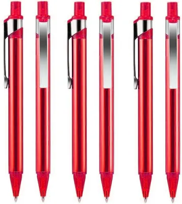 Produktbild von 50x Metall Kugelschreiber Rot mit schwarzer Mine | Kulis | Schreibset | Bürobedarf