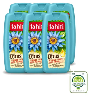 Zdjęcie produktu dla 6 opakowań żelu pod prysznic Tahiti o zapachu lotosu i oleju kokosowego, nawilżający, 250 ml - zestaw 6 sztuk