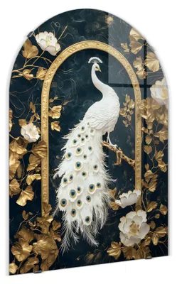 Zdjęcie produktu dla STYLER Obraz na szkle 70x100 cm Peacoc nowoczesna dekoracja ścienna do salonu sypialni biura Glasspik