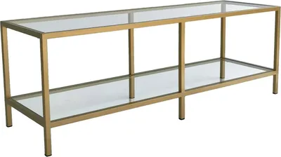 Image de Donata - Meuble TV, 130x40x45h cm or, 2 Étagères