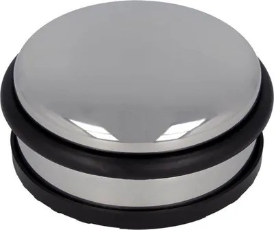 Zdjęcie produktu dla Okrągły ogranicznik do drzwi ze stali nierdzewnej 10 x 4 cm, 1200 g, srebrny