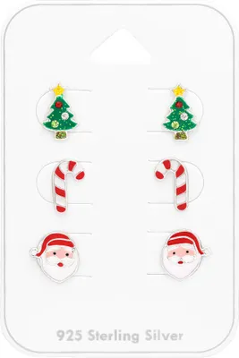 Produktbild von Ohrringe „Weihnachten“: 3 Paar Ohrstecker-Set Silber 925