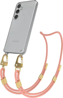 Produktbild von EAZY CASE Handykette für Samsung Galaxy S24, Transparente Silikonhülle mit Band, Clear Case, abnehmbar in  Rosa