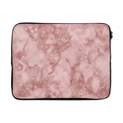 Produktbild von MuchoWow® Laptop Hülle 17 Zoll Laptoptasche Roségold - Glitter - Marmor - Achat - Zipper - Schutzabdeckung