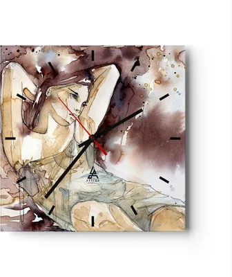 Produktbild von Wanduhr - Quadrat - Glasuhr - Frau Modell - 30x30cm - Schleichendes Uhrwerk - Lautlos - zum Aufhängen bereit - Dekoration Modern - Wanddekoration aus Glas - C3AC30x30-3552