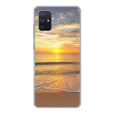 Produktbild von MuchoWow® Handyhülle Schutzhülle Hülle für Samsung Galaxy A71 Strand - Sonnenuntergang - Meer Silikon Softcase Handy Hülle - Kartenbesitzer