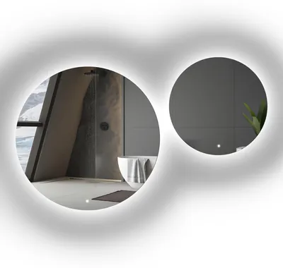 Produktbild von Alfaram Runder Spiegel SET mit LED Beleuchtung - KREISE LED SET FI120 + FI140