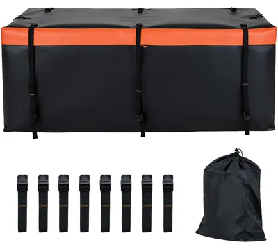Produktbild von KOMFOTTEU Heckbox für Anhängerkupplung, 566L Auto Hintere Gepäcktasche aus PVC mit verstärkten Riemen & Aufbewahrungstasche, wasserfest & faltbar Transportbox mit für alle Fahrzeug