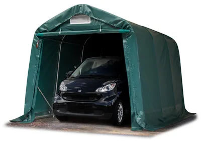 Produktbild von Garagenzelt Lagerzelt 2,4x3,6 m in grün, Stahlrohrkonstruktion mit PVC 800 N Plane, für Betonuntergrund