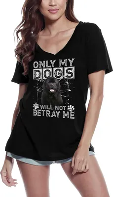 Produktbild von Damen Grafik T-Shirt V-Ausschnitt Nur meine Hunde werden mich nicht verraten - Neufundländer – Only My Dogs Will Not Betray Me - Newfoundland Dog