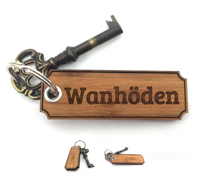 Produktbild von Mr. & Mrs. Panda Schlüssel Anhänger Wanhöden - Bambus - Geschenk, Gravur, für tasche, Taschenanhänger, schutzengel, holz deko, Schenken, Glücksbringer, Geschenke
