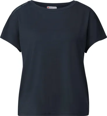 Produktbild von Street One T-Shirt 'Jersey-Shirt mit Mesh-Detail', A323695, deepwater blue, Gr. 40